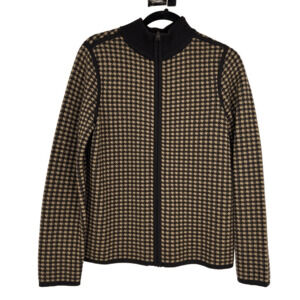 Pendleton Womens M Wool Houndstooth Cardigan Sweater Zip Up Preppy Old Money